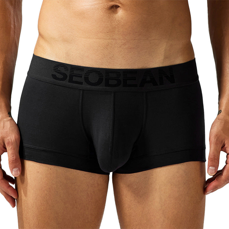 SEOBEAN Solid color Cotton Men's Low Waist Printed Dragon Boxer Briefs U-Shaped Comfortable Lightweight Fashion Innerwear8-Pack