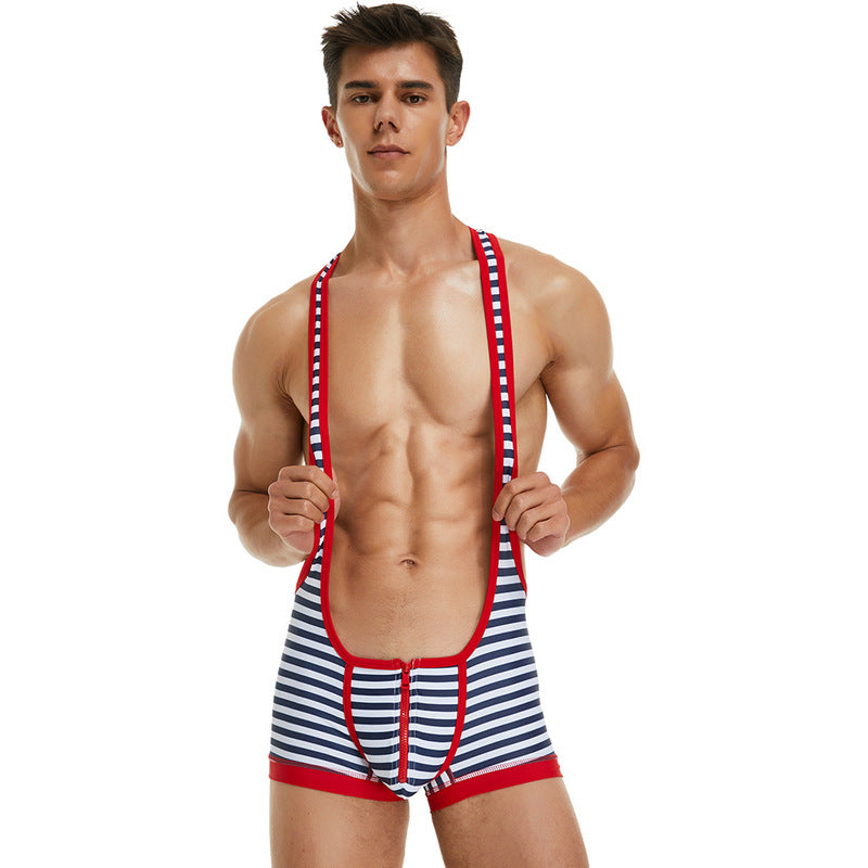 Tauwell Men's sports one-piece vest cycling weightlifting boxing track and field running marathon jumpsuit yoga fitness sports shorts