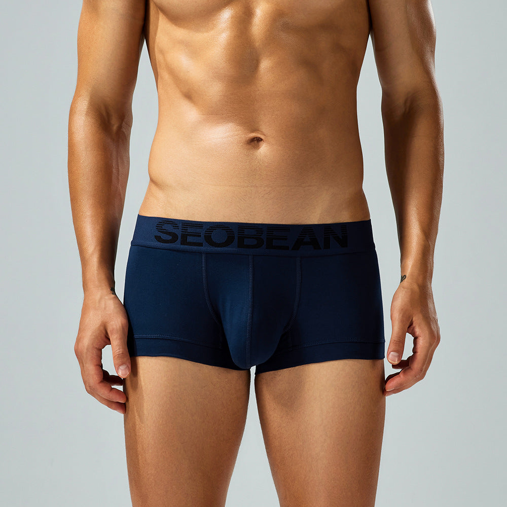 SEOBEAN Solid color Cotton Men's Low Waist Printed Dragon Boxer Briefs U-Shaped Comfortable Lightweight Fashion Innerwear8-Pack