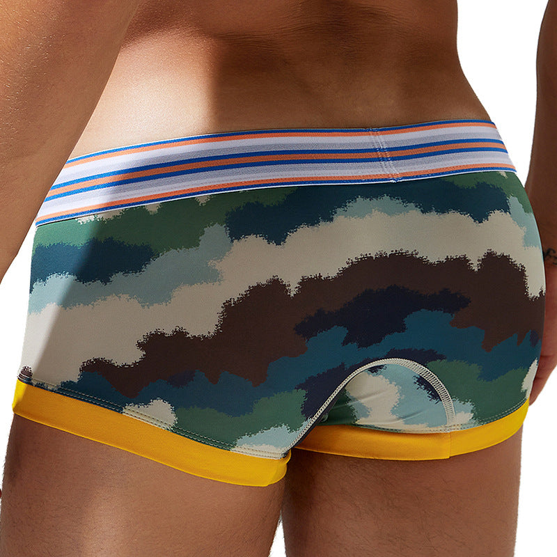 3-Pack SEOBEAN Men's Low Waist Printed Dragon Boxer Briefs U-Shaped Comfortable Lightweight Fashion Innerwear