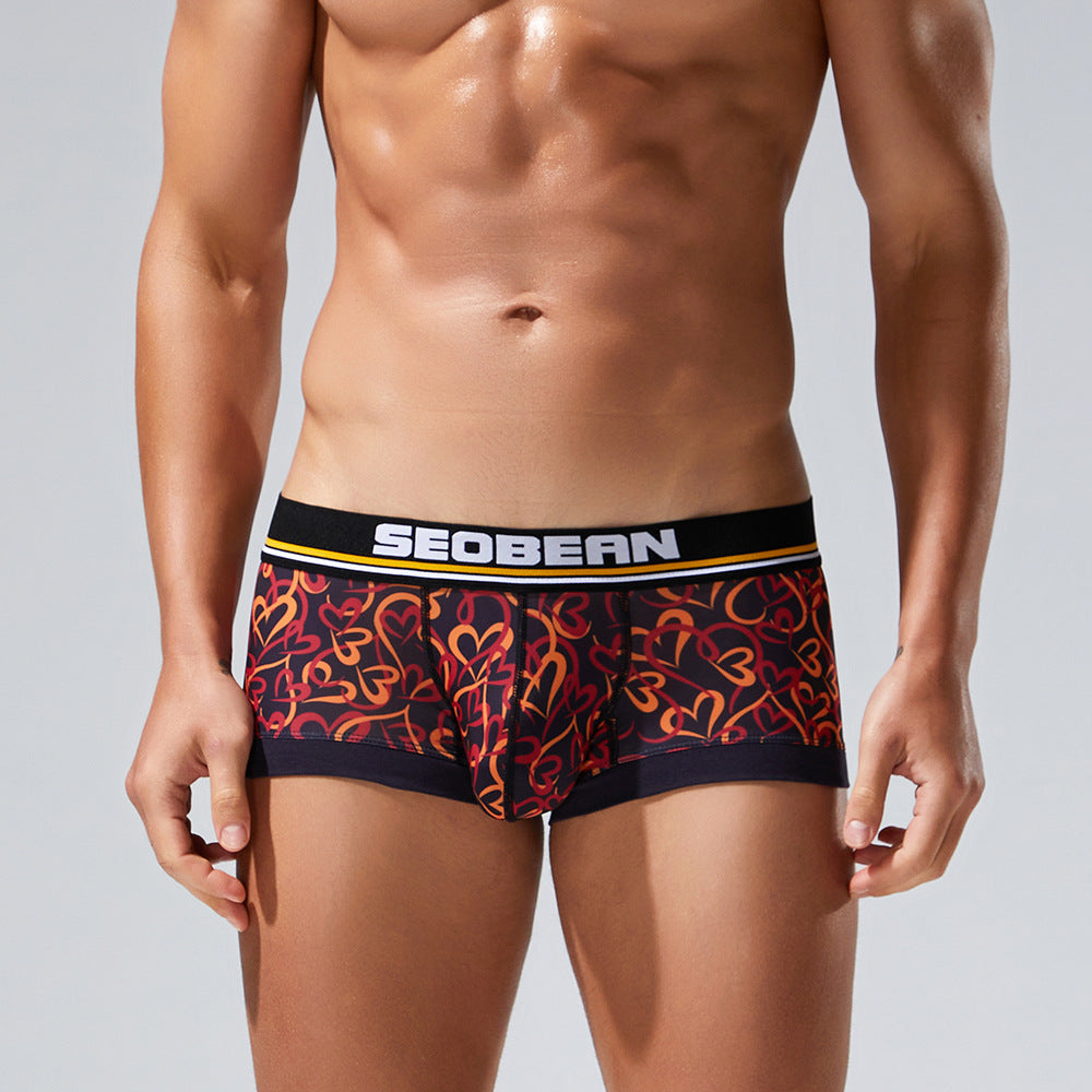 4 pieces SEOBEAN Floral pattern Men's underwear comfortable sweat-wicking boxers men's bump shorts