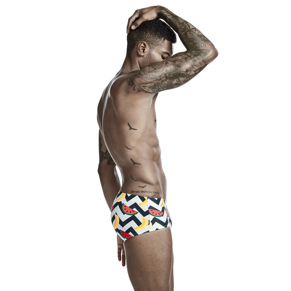 SEOBEAN Men's boxer swim trunks quick-drying competitive surfing hot spring men's swimsuit