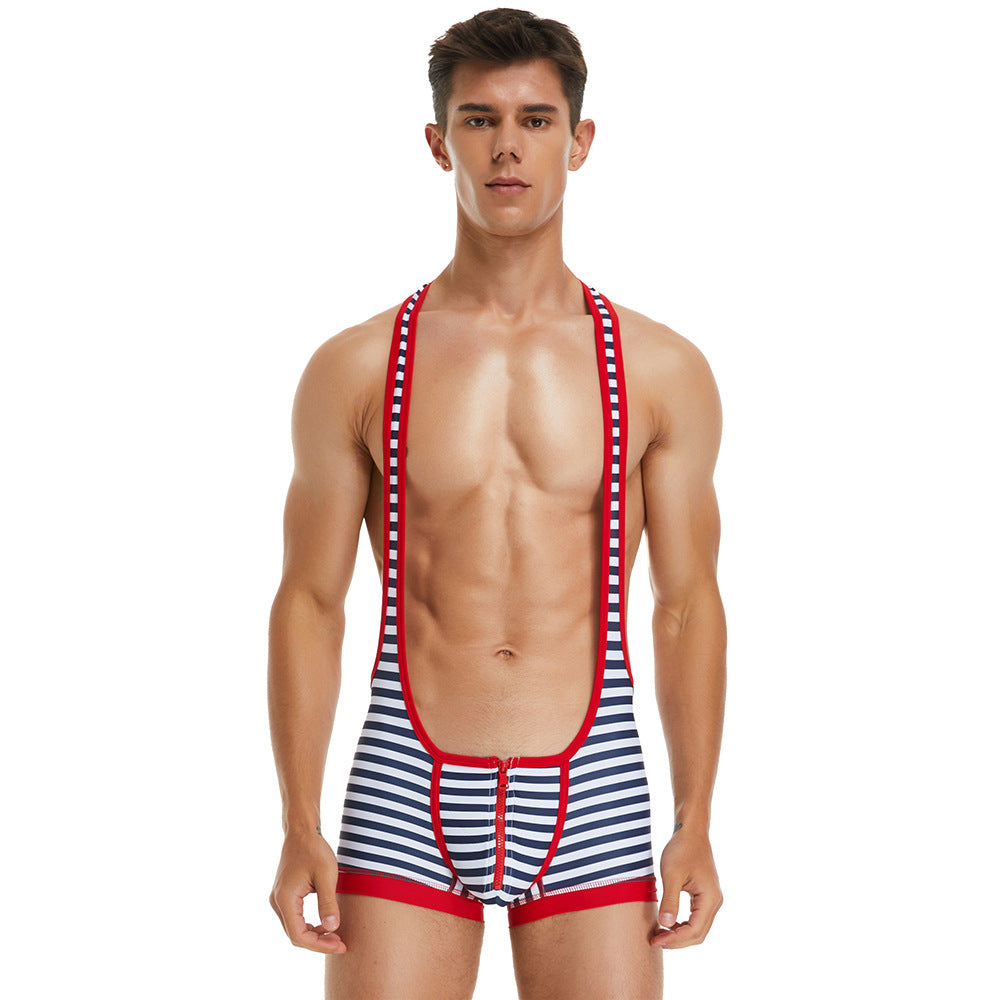 Tauwell Men's sports one-piece vest cycling weightlifting boxing track and field running marathon jumpsuit yoga fitness sports shorts