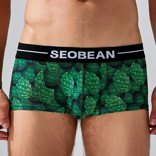 4-Pack SEOBEAN Men's Low Waist Printed Dragon Boxer Briefs U-Shaped Comfortable Lightweight Fashion Innerwear