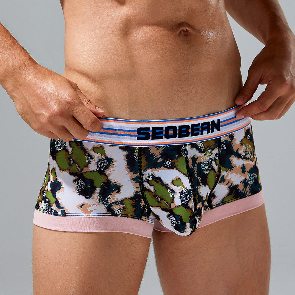 3-Pack SEOBEAN Men's Low Waist Printed Dragon Boxer Briefs U-Shaped Comfortable Lightweight Fashion Innerwear