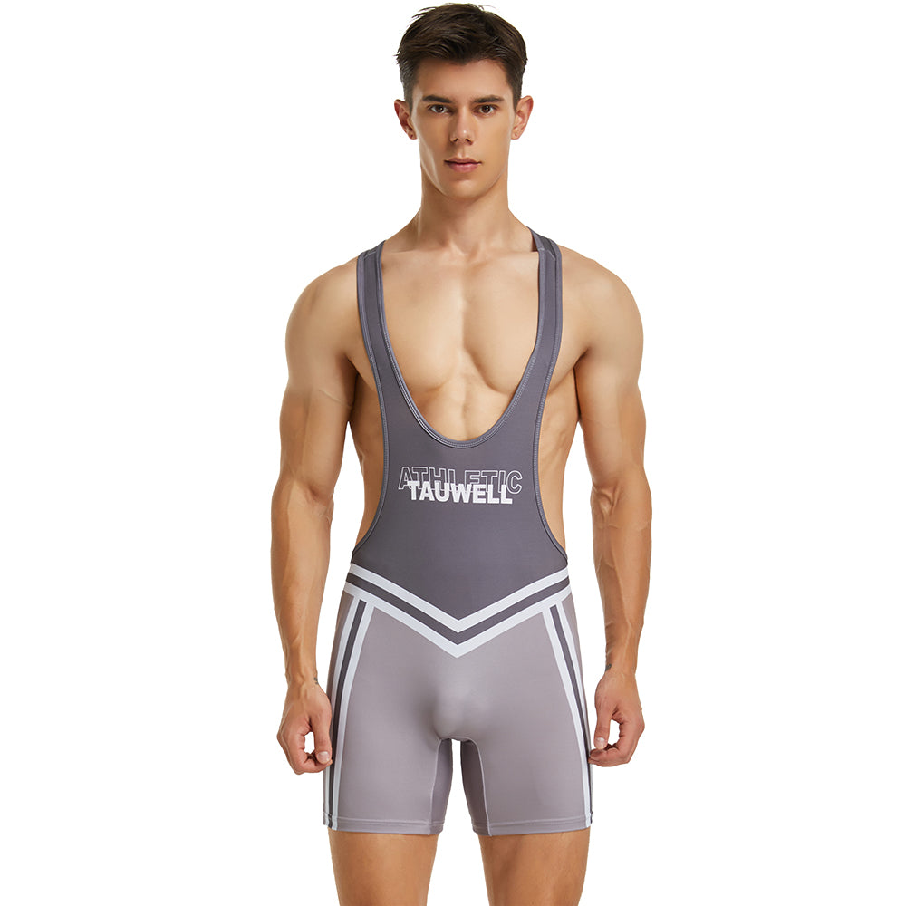 Tauwell Men's sports one-piece vest cycling weightlifting boxing track and field running marathon jumpsuit yoga fitness sports shorts
