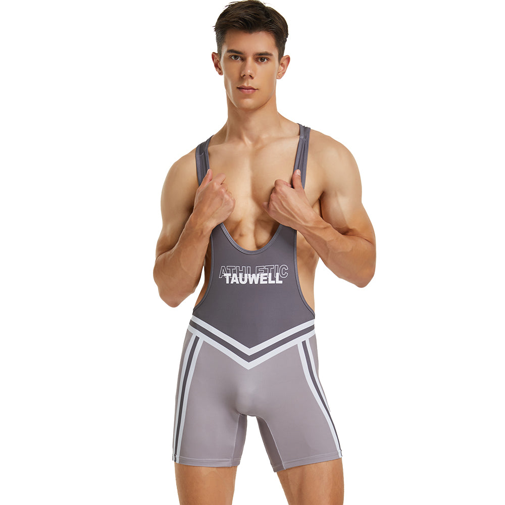 Tauwell Men's sports one-piece vest cycling weightlifting boxing track and field running marathon jumpsuit yoga fitness sports shorts