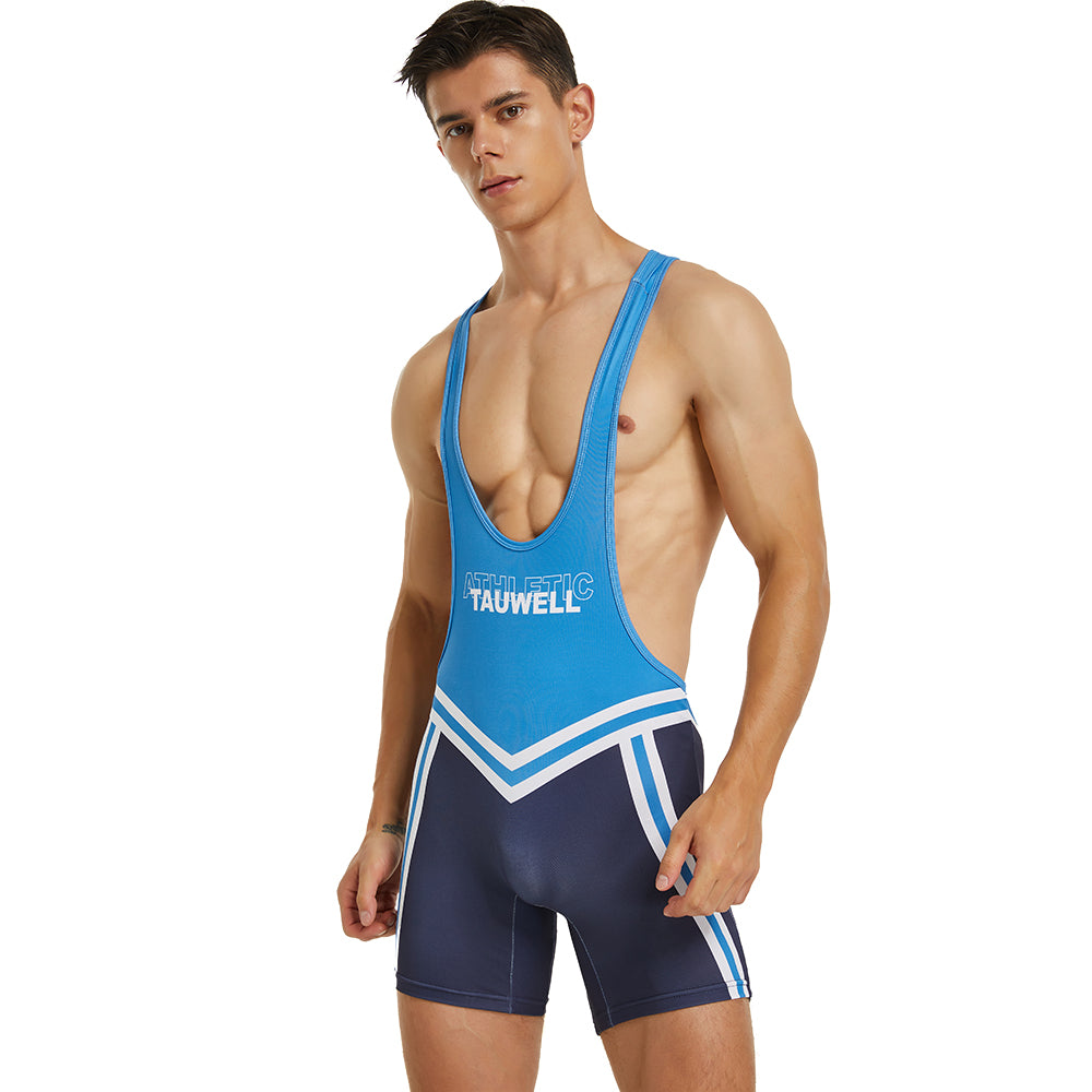 Tauwell Men's sports one-piece vest cycling weightlifting boxing track and field running marathon jumpsuit yoga fitness sports shorts
