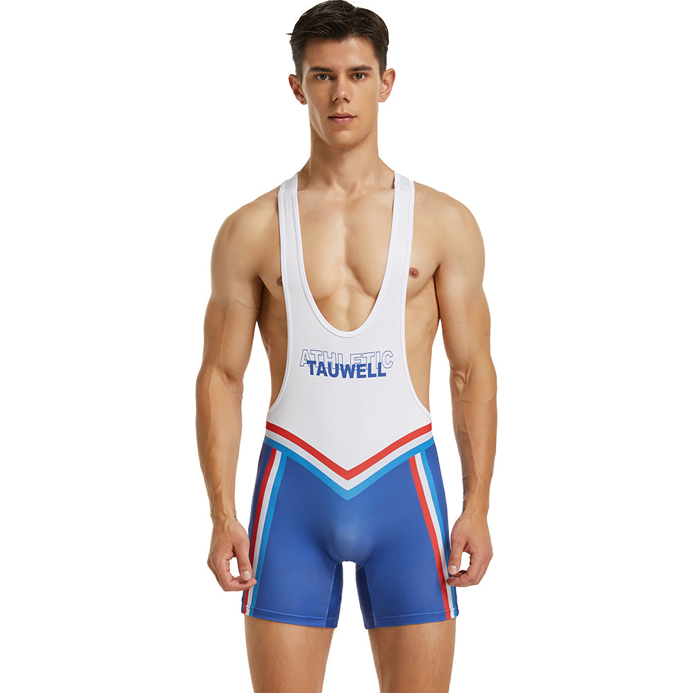 Tauwell Men's sports one-piece vest cycling weightlifting boxing track and field running marathon jumpsuit yoga fitness sports shorts