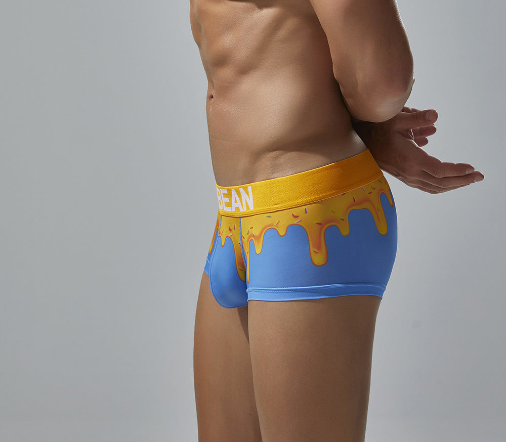 4-Pack SEOBEAN Floral pattern Men's Low Waist Printed Dragon Boxer Briefs U-Shaped Comfortable Lightweight Fashion Innerwear