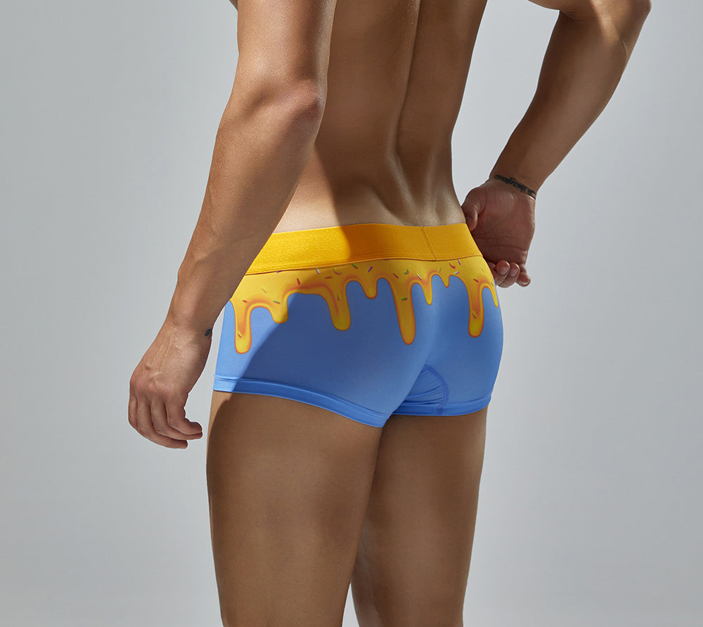 4-Pack SEOBEAN Floral pattern Men's Low Waist Printed Dragon Boxer Briefs U-Shaped Comfortable Lightweight Fashion Innerwear