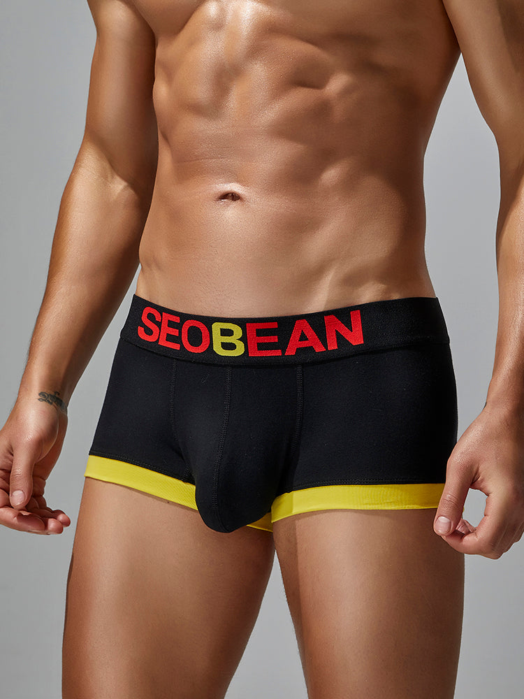 5-Pack SEOBEAN Men's Low Waist Printed Dragon Boxer Briefs U-Shaped Comfortable Lightweight Fashion Innerwear