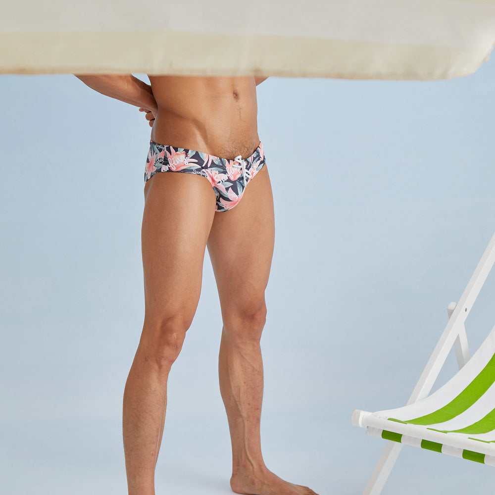 SEOBEAN Men's sexy triangle swim trunks quick-drying competitive hot spring beach surf swimsuit