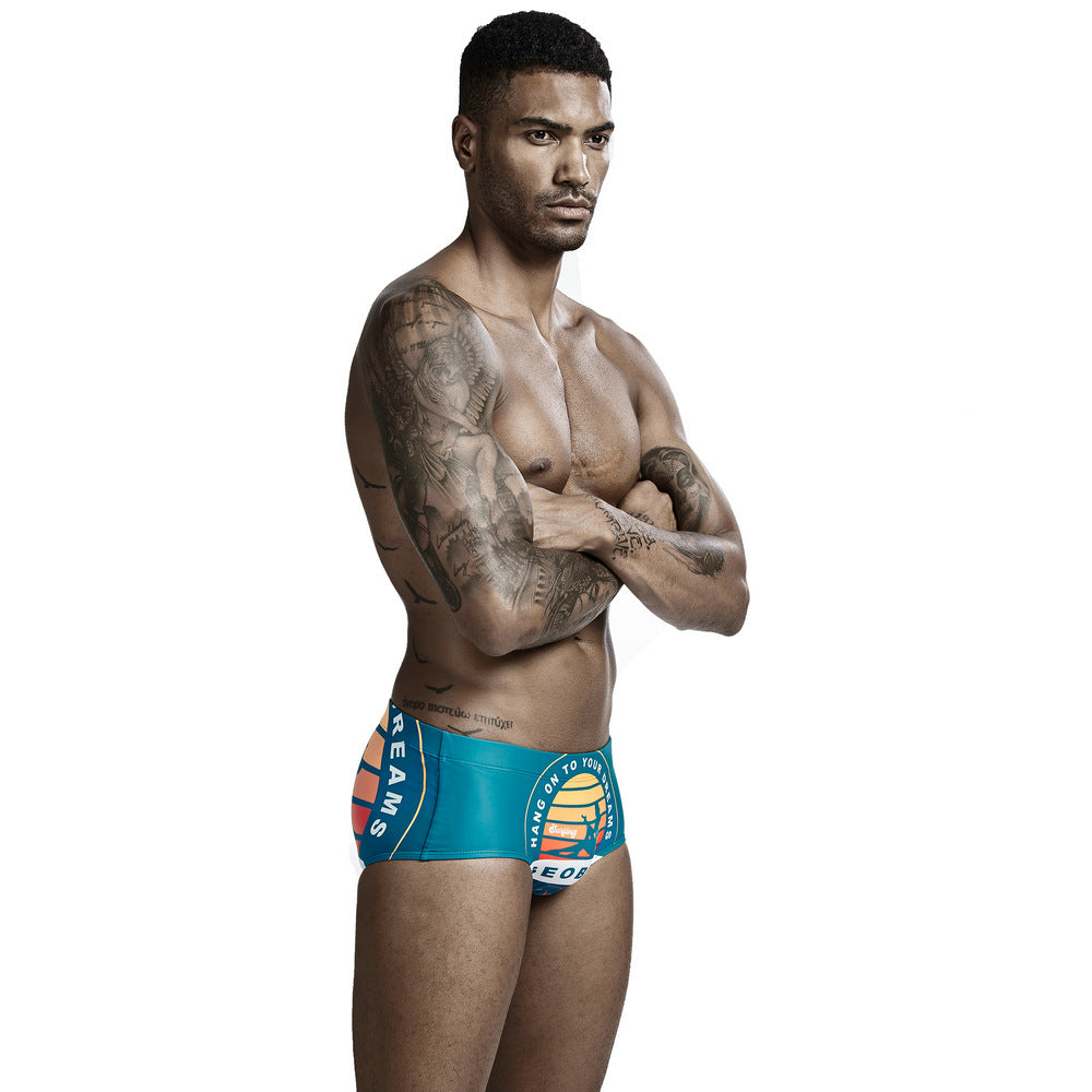 SEOBEAN Men's boxer swim trunks quick-drying competitive surfing hot spring men's swimsuit