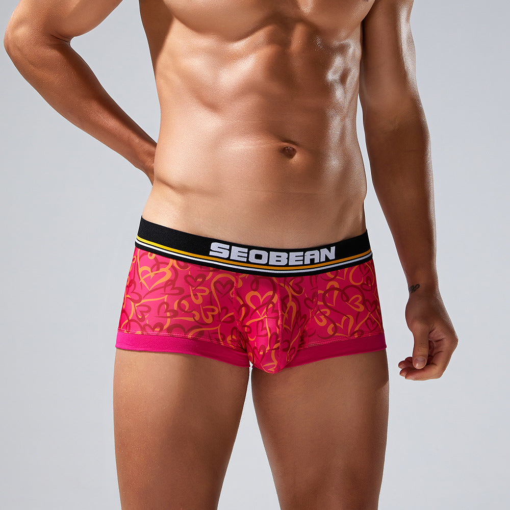 4 pieces SEOBEAN Floral pattern Men's underwear comfortable sweat-wicking boxers men's bump shorts