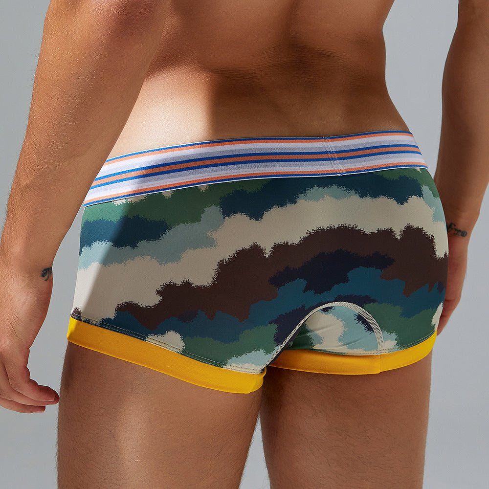 3-Pack SEOBEAN Men's Low Waist Printed Dragon Boxer Briefs U-Shaped Comfortable Lightweight Fashion Innerwear