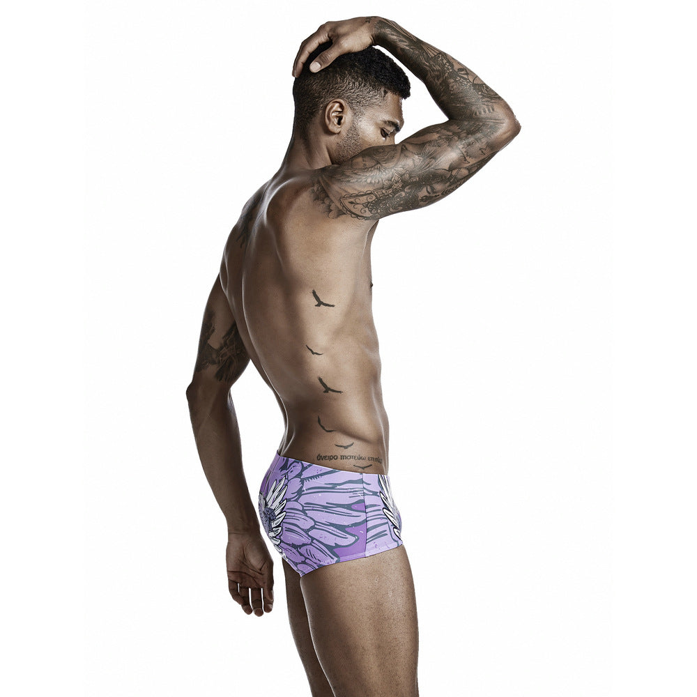 SEOBEAN Men's boxer swim trunks quick-drying competitive surfing hot spring men's swimsuit