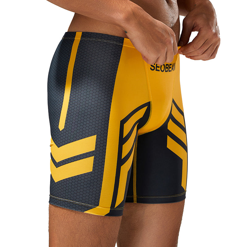 SEOBEAN Men'S Long Swim Trunks - Low-Rise Quick-Dry Athletic Shorts with Contrast Color Block Design, High-Elasticity Fabric for Beach Volleyball & Pool Competition, Volleyball Swimwear, Sleek Swimwear, Smooth Texture