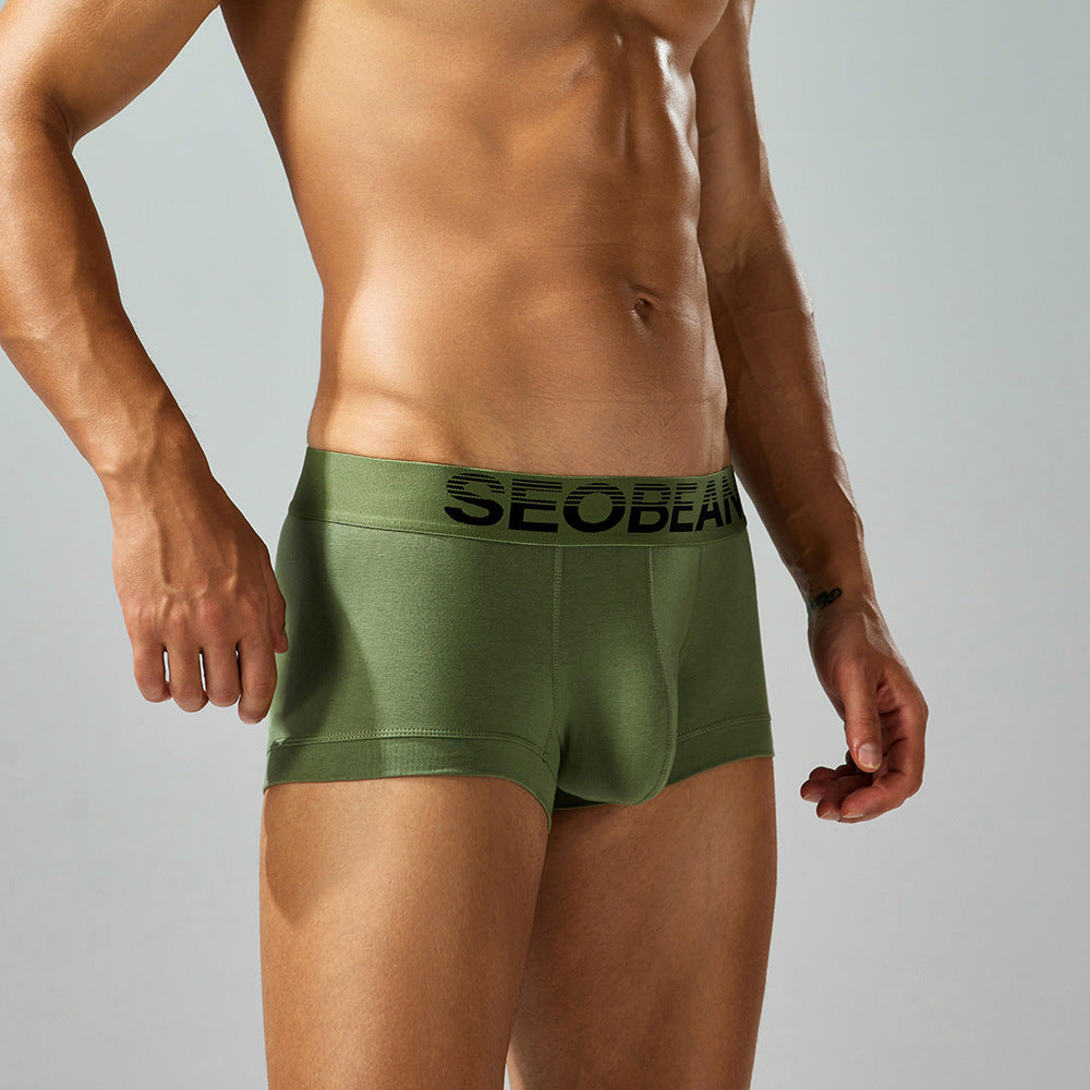 SEOBEAN Solid color Cotton Men's Low Waist Printed Dragon Boxer Briefs U-Shaped Comfortable Lightweight Fashion Innerwear8-Pack