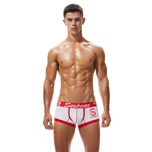 5 pieces SEOBEAN Men's cotton  underwear comfortable sweat-wicking boxers men's bump shorts