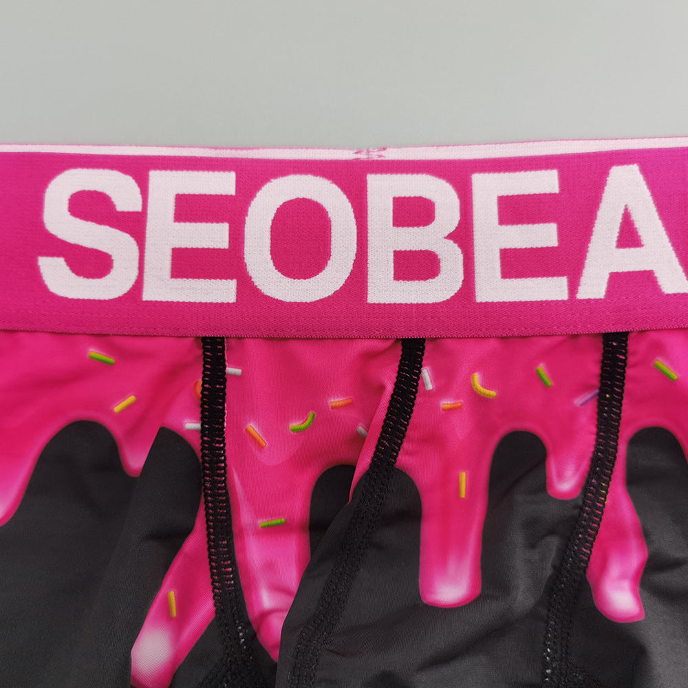 4-Pack SEOBEAN Floral pattern Men's Low Waist Printed Dragon Boxer Briefs U-Shaped Comfortable Lightweight Fashion Innerwear