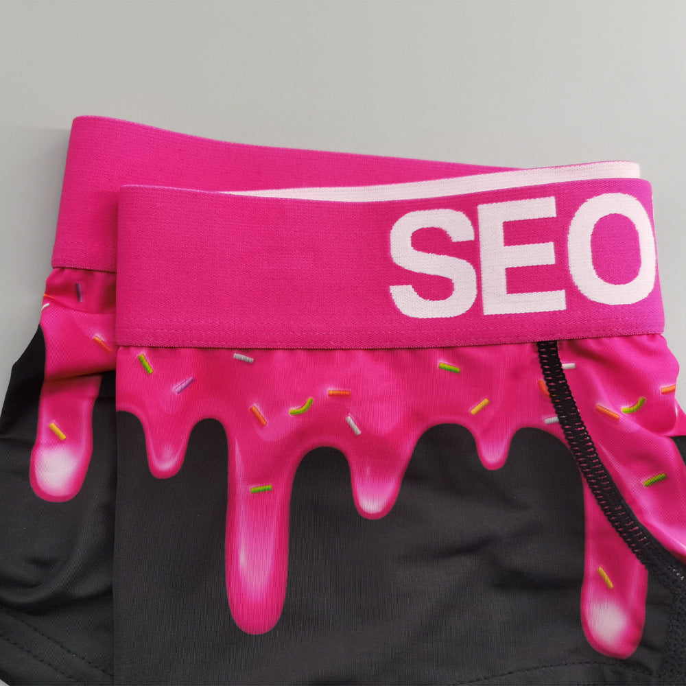 4-Pack SEOBEAN Floral pattern Men's Low Waist Printed Dragon Boxer Briefs U-Shaped Comfortable Lightweight Fashion Innerwear