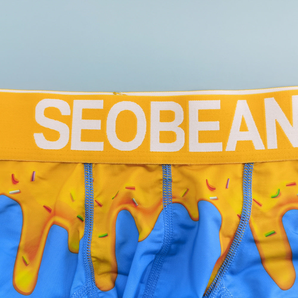 4-Pack SEOBEAN Floral pattern Men's Low Waist Printed Dragon Boxer Briefs U-Shaped Comfortable Lightweight Fashion Innerwear