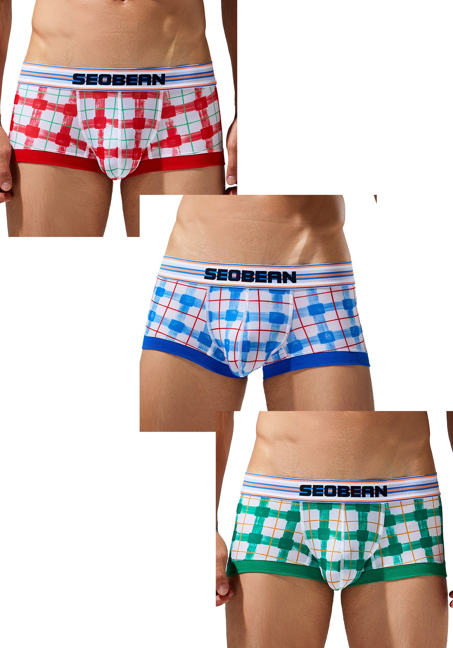 3-Pack SEOBEAN Men's Low Waist Printed Dragon Boxer Briefs U-Shaped Comfortable Lightweight Fashion Innerwear