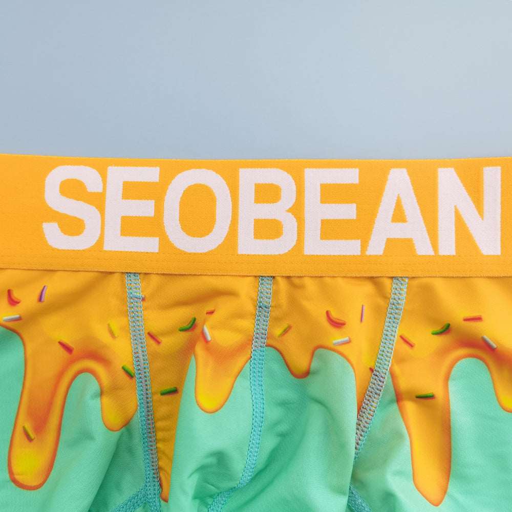 4-Pack SEOBEAN Floral pattern Men's Low Waist Printed Dragon Boxer Briefs U-Shaped Comfortable Lightweight Fashion Innerwear