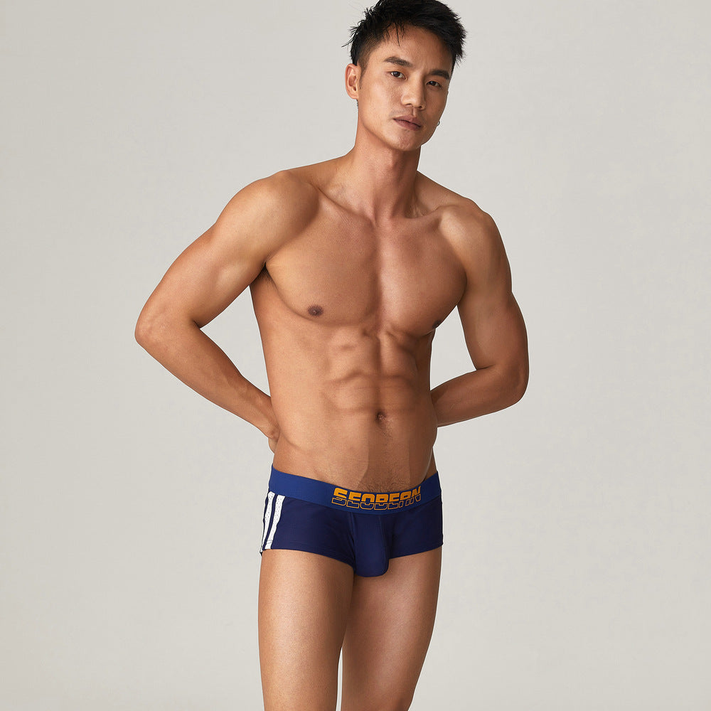 4 pieces SEOBEAN Men's underwear comfortable sweat-wicking boxers men's bump shorts