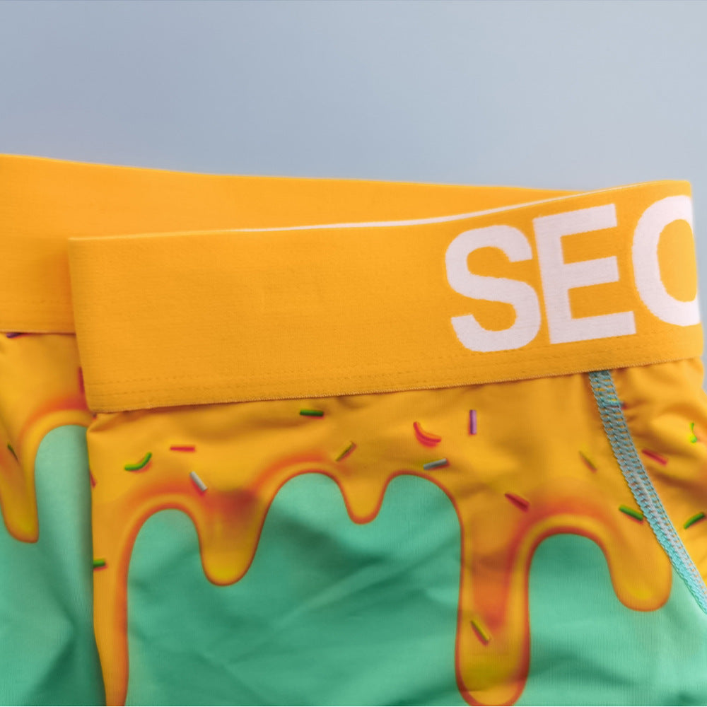 4-Pack SEOBEAN Floral pattern Men's Low Waist Printed Dragon Boxer Briefs U-Shaped Comfortable Lightweight Fashion Innerwear