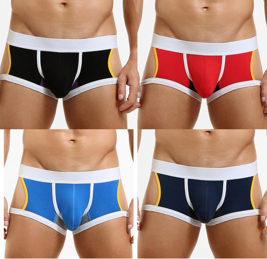 4-Pack SEOBEAN Men's Low Waist Printed Dragon Boxer Briefs U-Shaped Comfortable Lightweight Fashion Innerwear