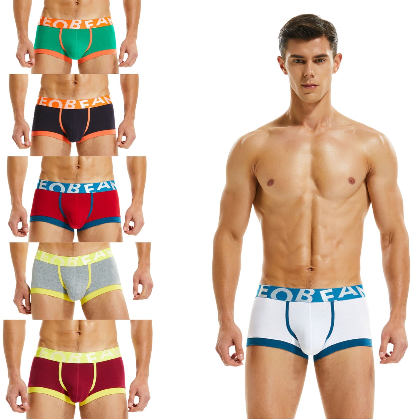 6 pieces SEOBEAN Men's underwear comfortable sweat-wicking boxers men's bump shorts