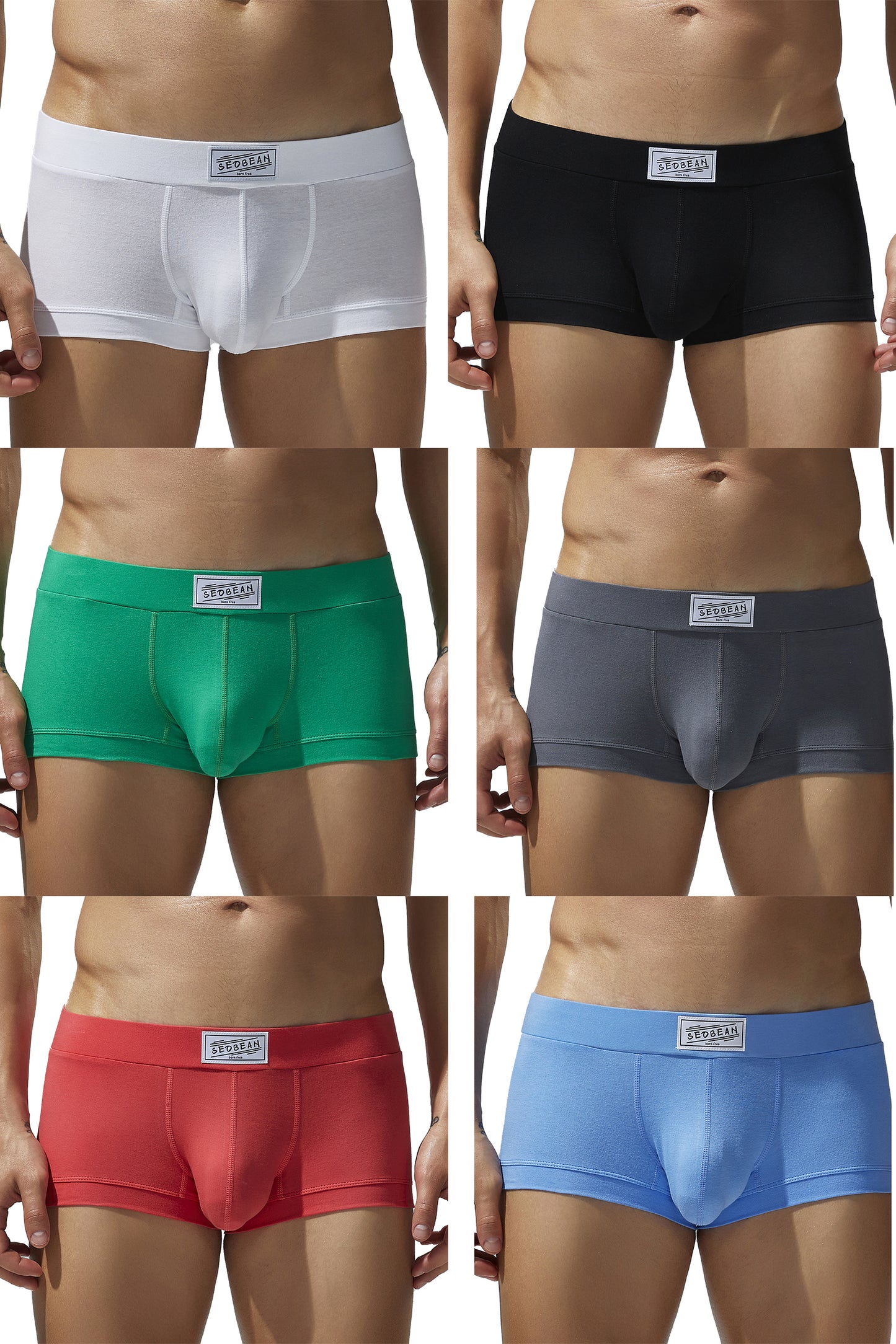 6 pieces SEOBEAN Men's underwear comfortable sweat-wicking boxers men's bump shorts