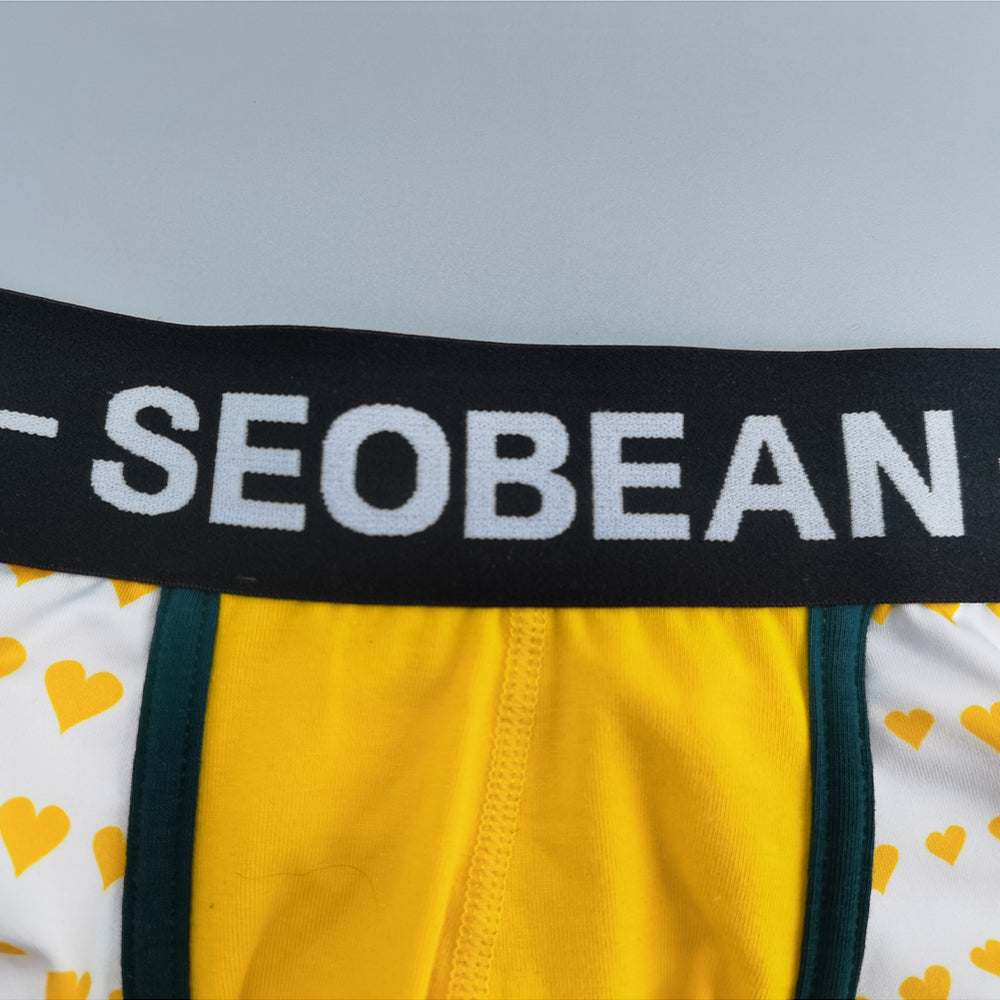 4-Pack SEOBEAN love Men's Low Waist Printed Dragon Boxer Briefs U-Shaped Comfortable Lightweight Fashion Innerwear