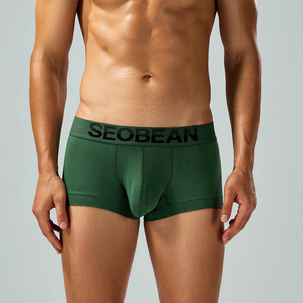 SEOBEAN Solid color Cotton Men's Low Waist Printed Dragon Boxer Briefs U-Shaped Comfortable Lightweight Fashion Innerwear8-Pack