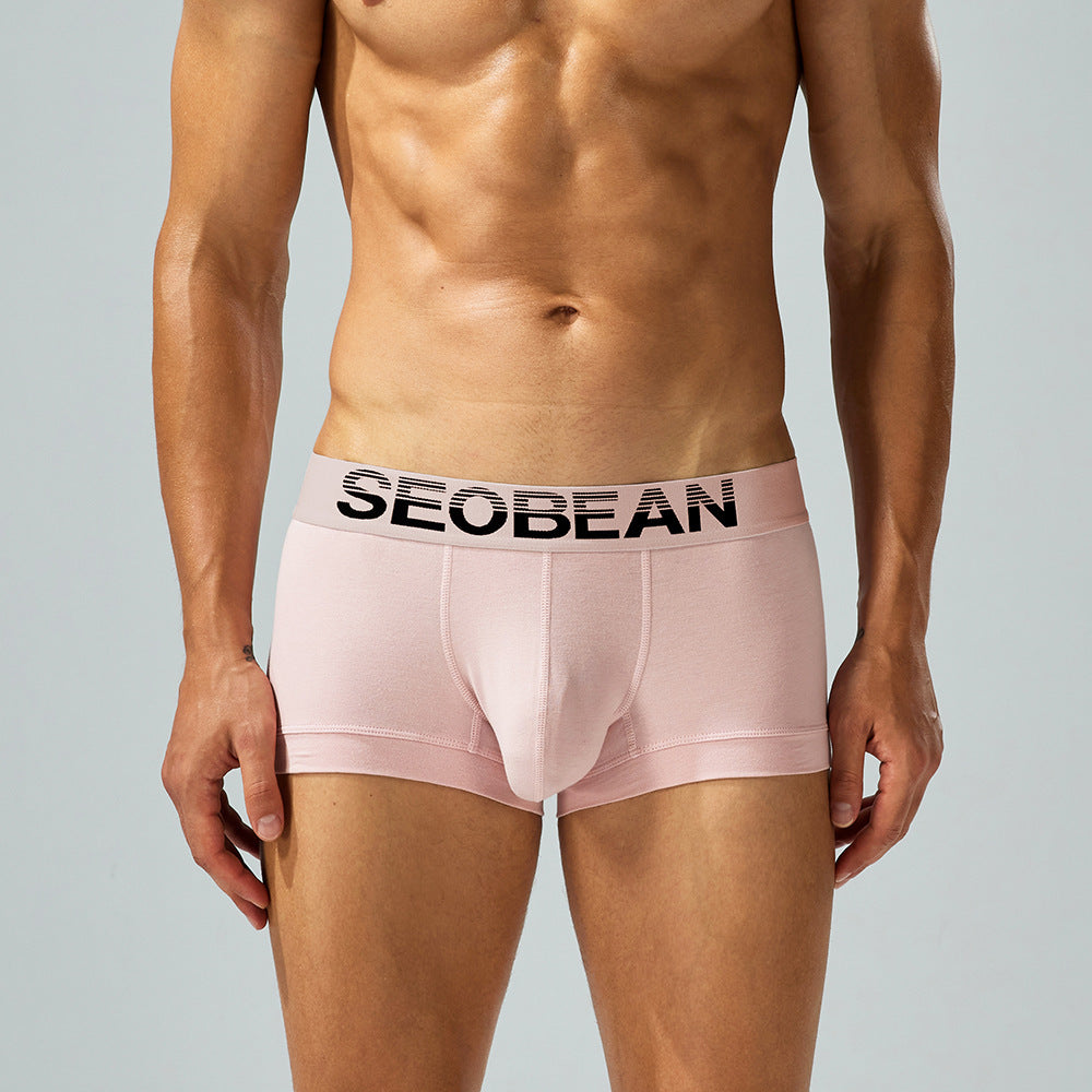 SEOBEAN Solid color Cotton Men's Low Waist Printed Dragon Boxer Briefs U-Shaped Comfortable Lightweight Fashion Innerwear8-Pack