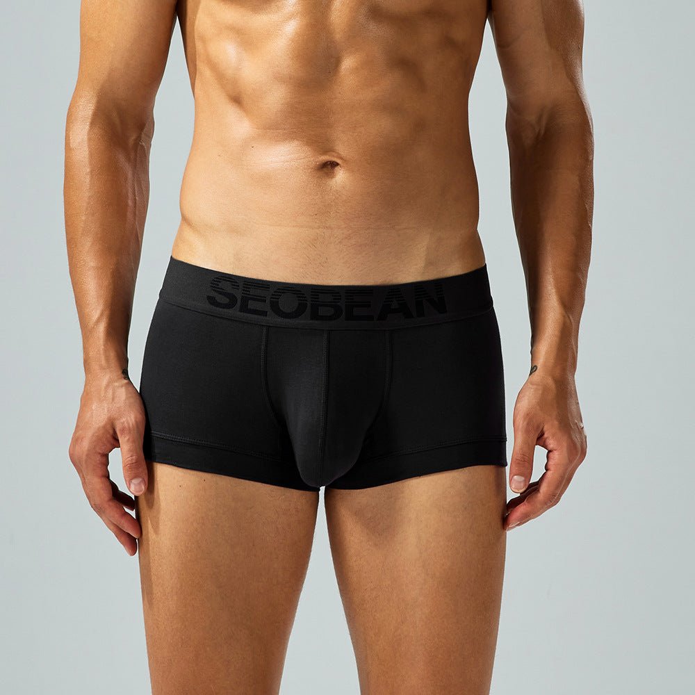 SEOBEAN Solid color Cotton Men's Low Waist Printed Dragon Boxer Briefs U-Shaped Comfortable Lightweight Fashion Innerwear8-Pack