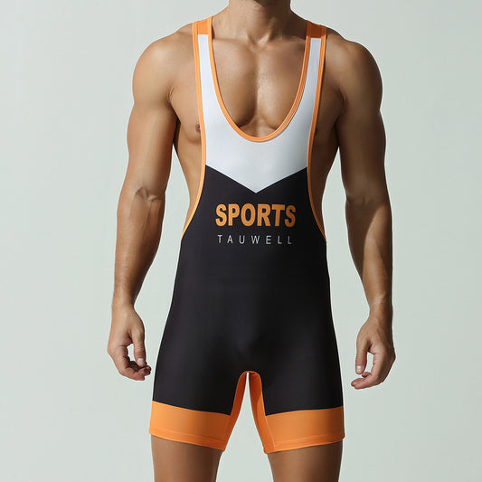 TAUWELL Men'S Unisex Sports Bodysuit - Off Shoulder Collar, Color Block, Polyester Knit Fabric, Slight Stretch, Skinny Fit, for Cycling, Running, Boxing, Yoga, Training - Adult, All Seasons