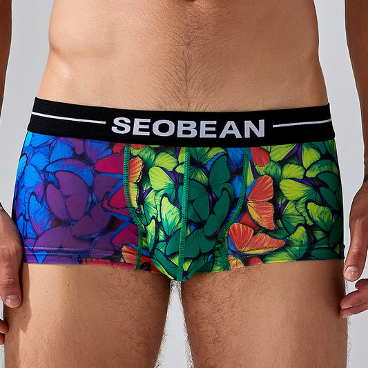 4-Pack SEOBEAN Men's Low Waist Printed Dragon Boxer Briefs U-Shaped Comfortable Lightweight Fashion Innerwear