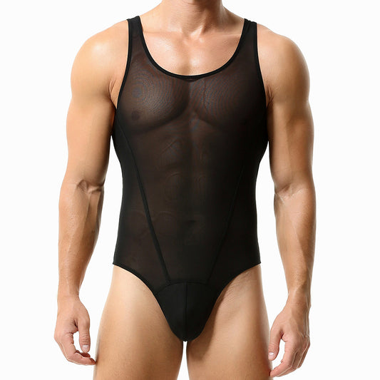 TAUWELL Men'S Sexy and interesting Skin-Tight Body Shaping Bodysuit - High Stretch, Semi-Transparent, Mesh, Athletic & Fashion Underwear, Athletic Wear | Skin Tight Fit | Stretchable Fabric
