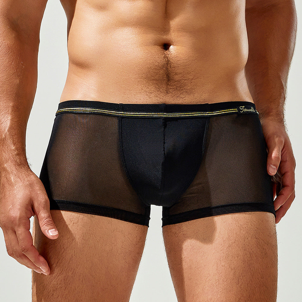 3 pieces Tauwell  men's mesh boxer briefs sexy U convex semi-transparent mesh erotic men's underwear
