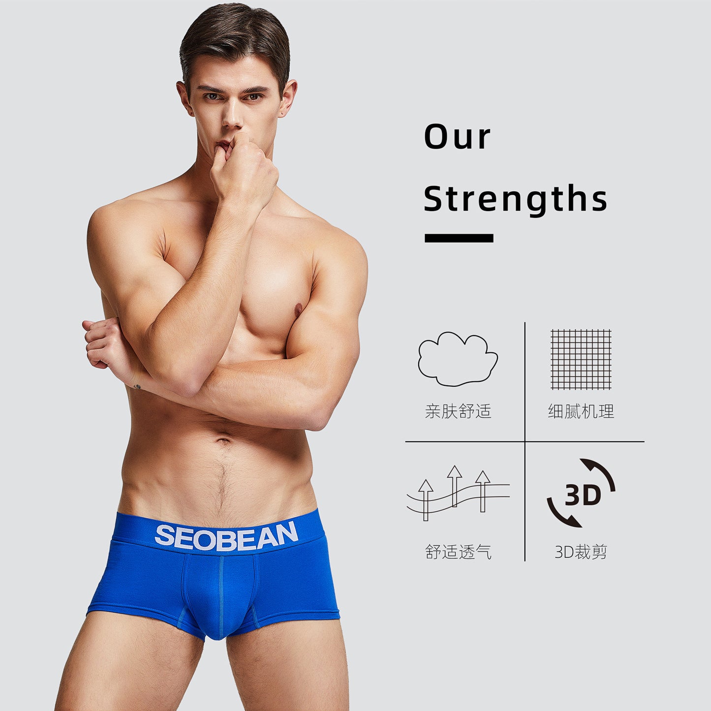 7 pieces SEOBEAN Men's cotton underwear comfortable sweat-wicking boxers men's bump shorts