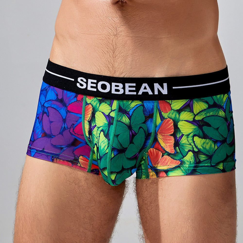 4-Pack SEOBEAN Men's Low Waist Printed Dragon Boxer Briefs U-Shaped Comfortable Lightweight Fashion Innerwear