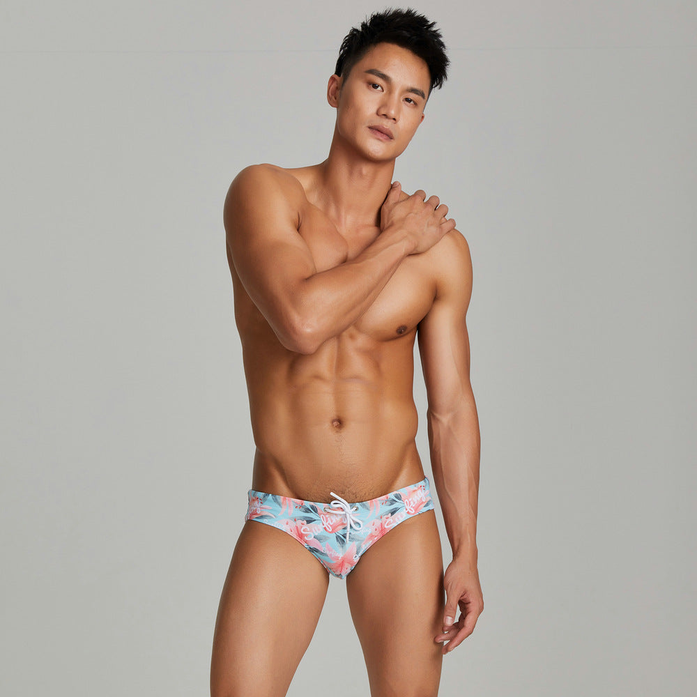 SEOBEAN Men's sexy triangle swim trunks quick-drying competitive hot spring beach surf swimsuit