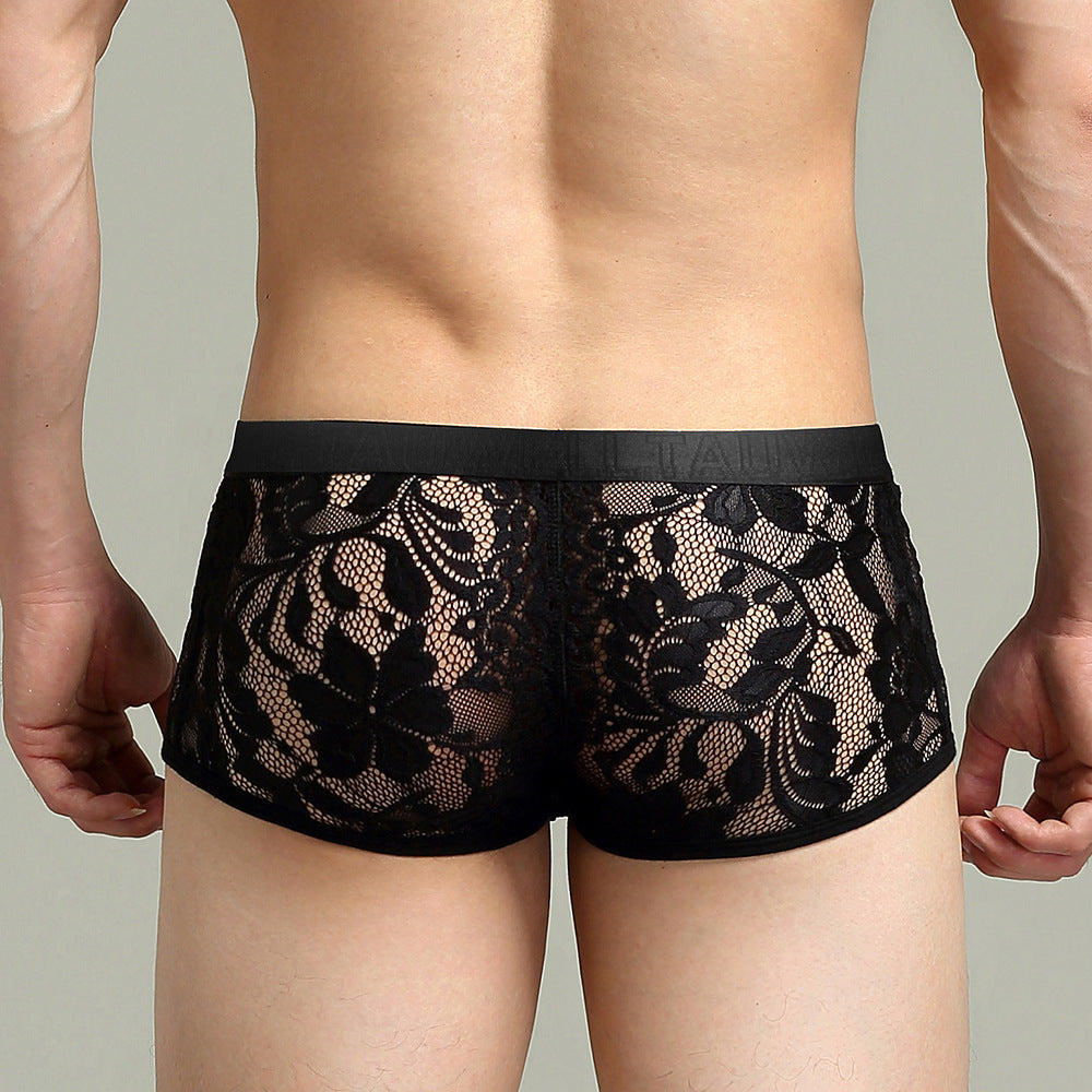 Tawell Men's boxers fashionable sexy lace briefs U convex pocket flats  underwear