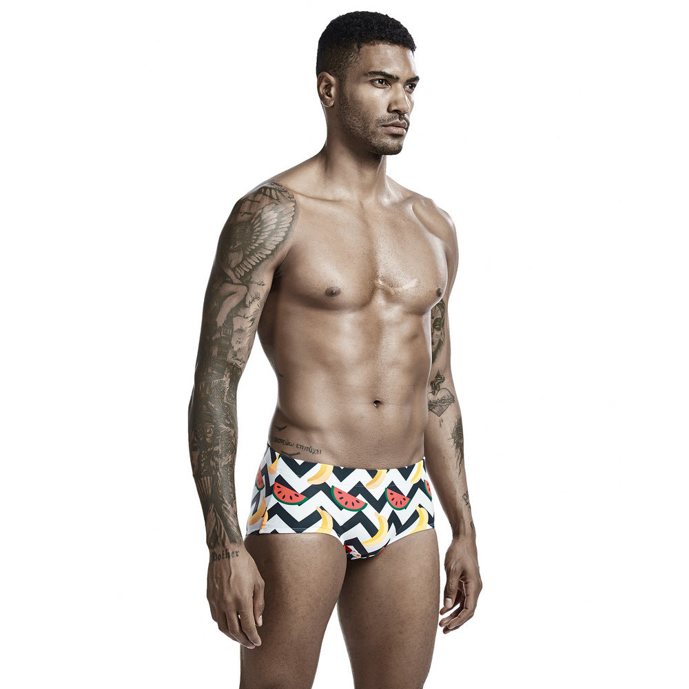 SEOBEAN  Men's boxer swim trunks quick-drying competitive surfing hot spring men's swimsuit