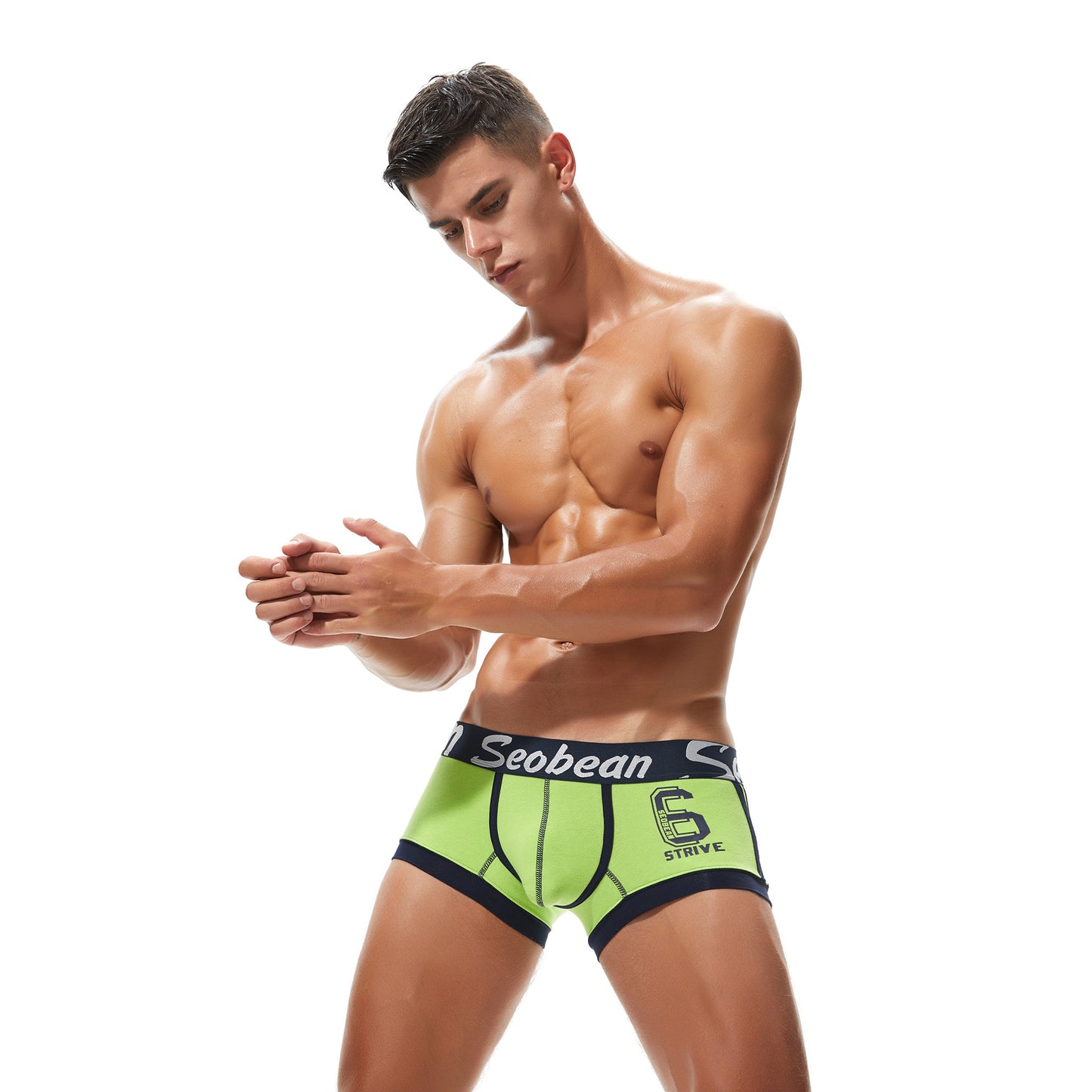 5 pieces SEOBEAN Men's cotton  underwear comfortable sweat-wicking boxers men's bump shorts