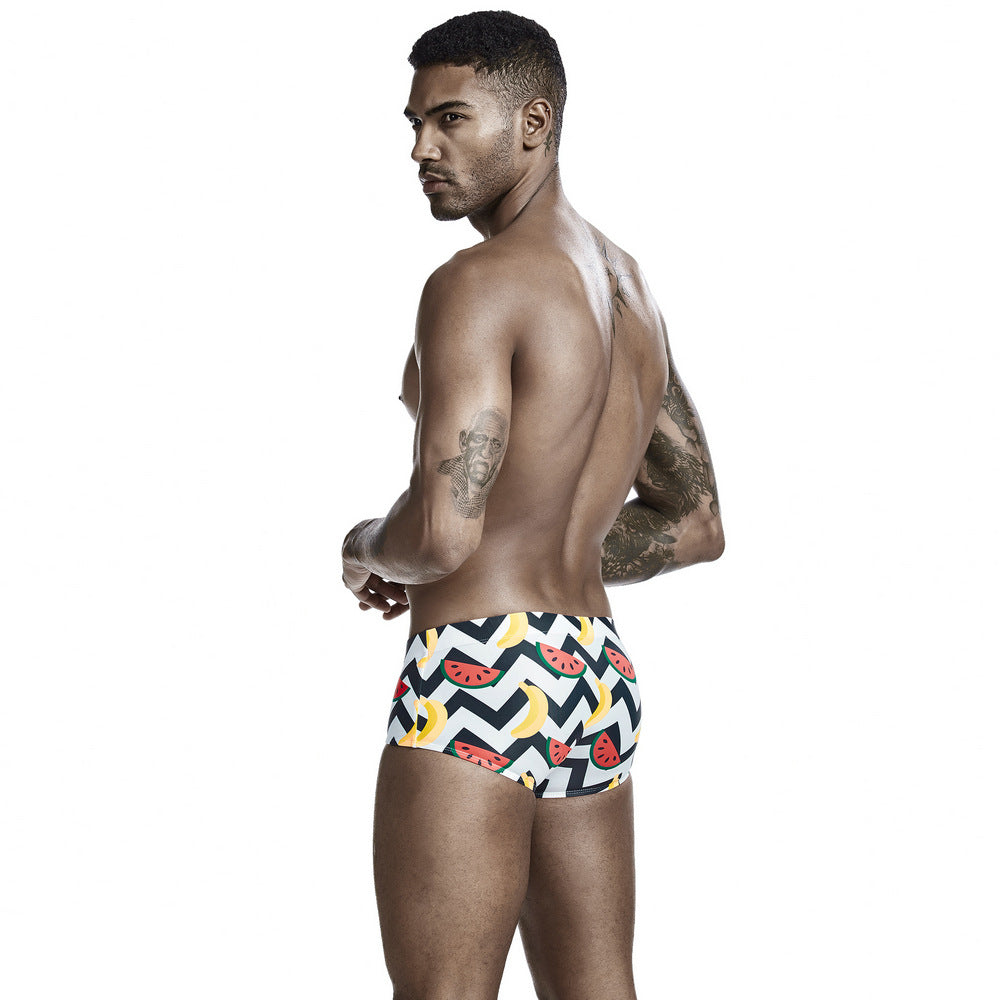 SEOBEAN  Men's boxer swim trunks quick-drying competitive surfing hot spring men's swimsuit