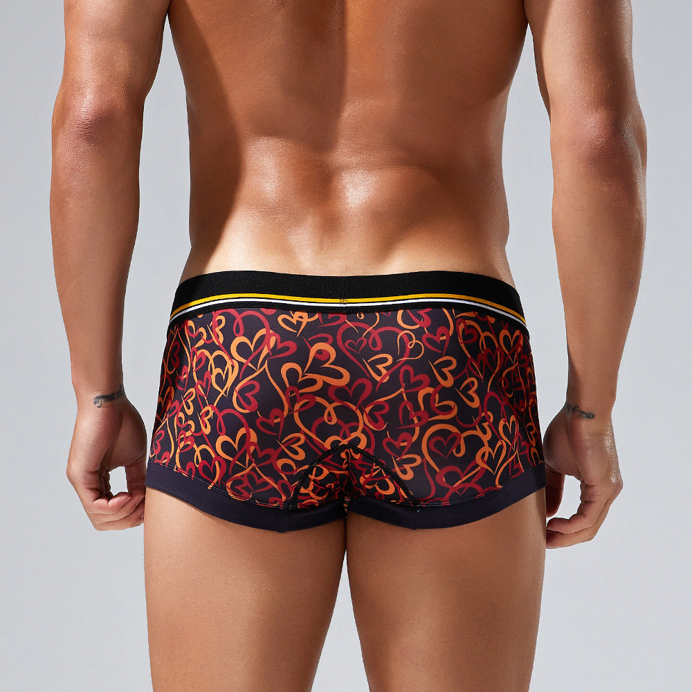 4 pieces SEOBEAN Floral pattern Men's  underwear comfortable sweat-wicking boxers men's bump shorts